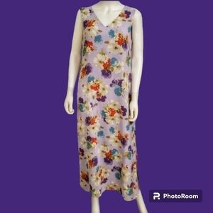 VTG JUDITH HART 1990s Fairycore Lavendar Floral Chiffon Maxi Tank Dress